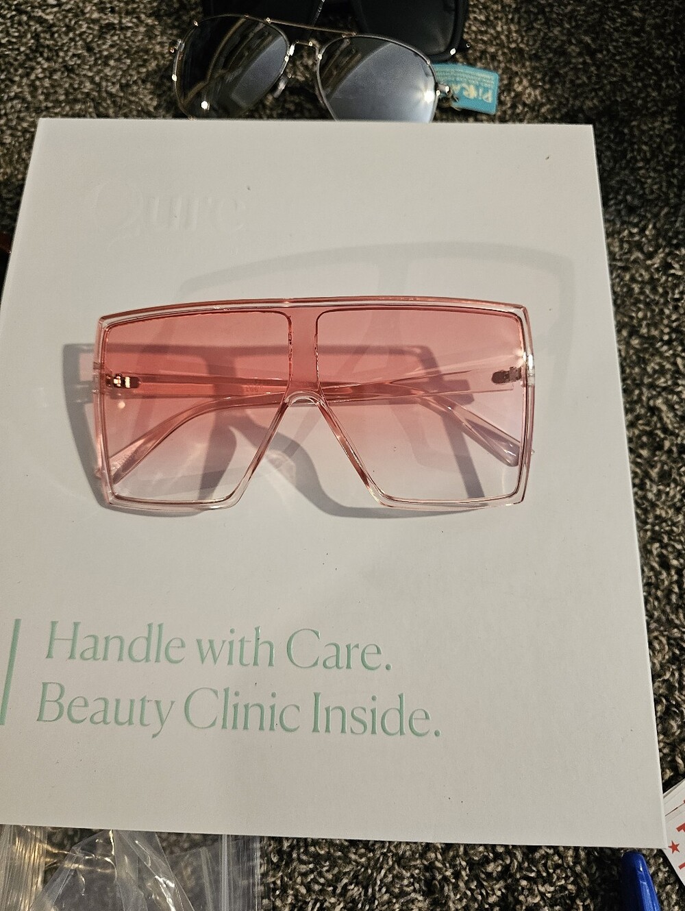 Women's Pink Shield Sunglasses — Slim Visor Style